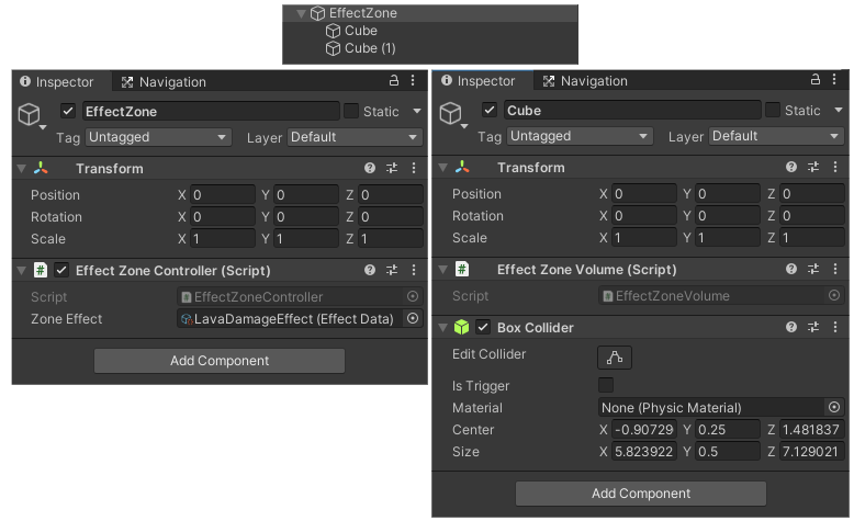 Effect Zone in Inspector